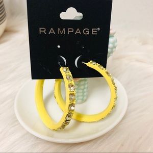 2/$18 Rampage Yellow Pave Crystals hoop Earrings